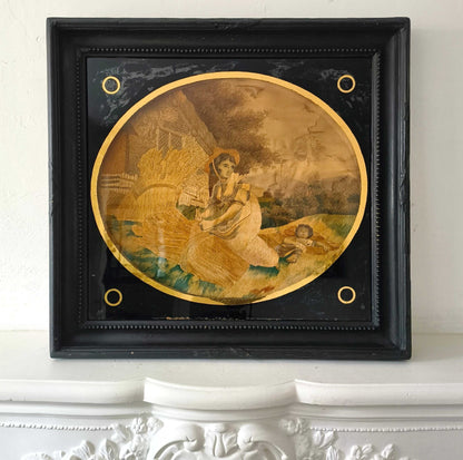 The Artwork is an oval embroidery on fine silk