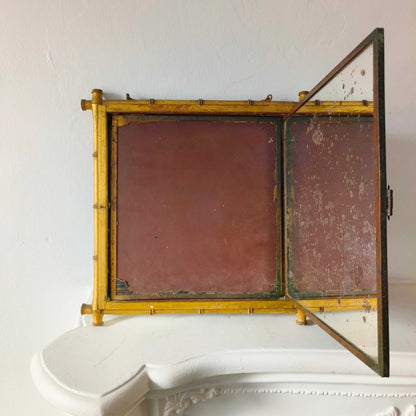 Late 19th-century faux bamboo triptych mirror with Napoleon III design