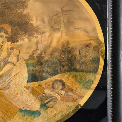 The Artwork is an oval embroidery on fine silk