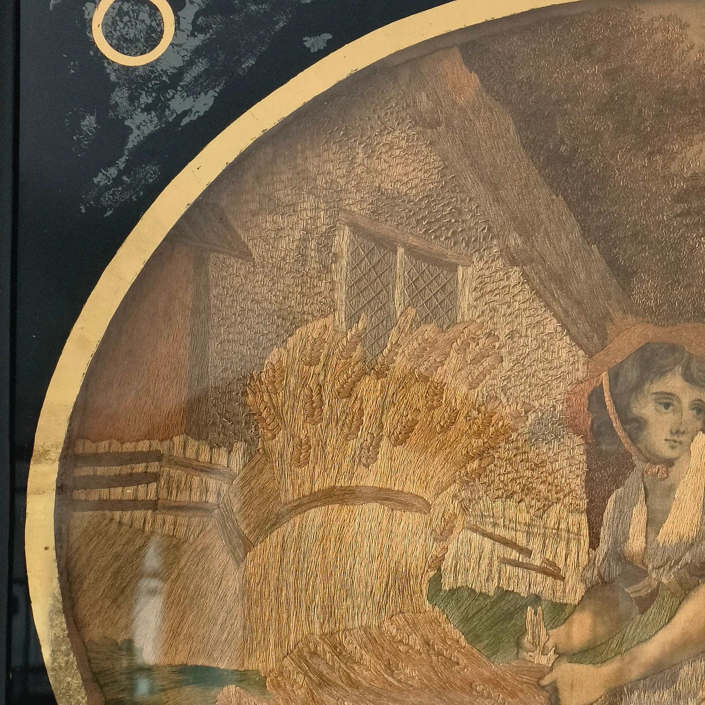 The Artwork is an oval embroidery on fine silk