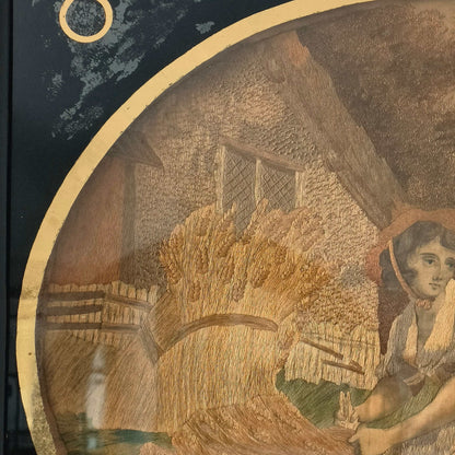 The Artwork is an oval embroidery on fine silk