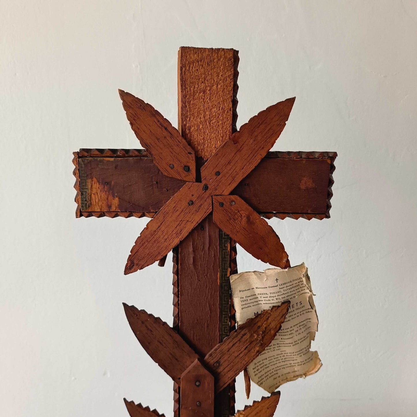 Tramp Art carved wood altar crucifix