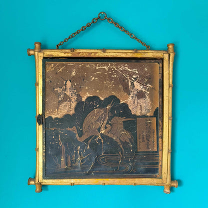 Late 19th-century faux bamboo triptych mirror with Napoleon III design