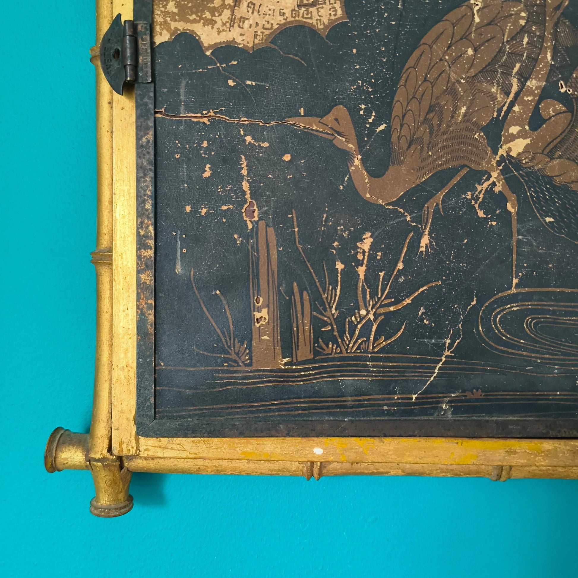 Late 19th-century faux bamboo triptych mirror with Napoleon III design