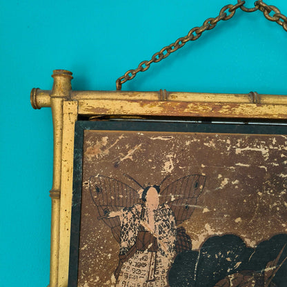 Late 19th-century faux bamboo triptych mirror with Napoleon III design