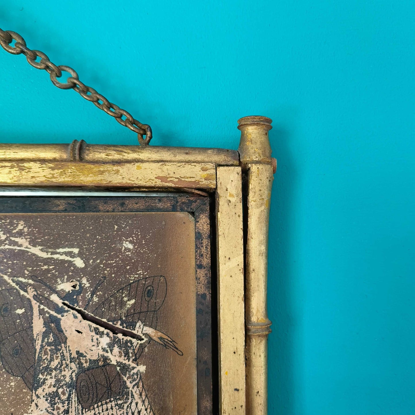 Late 19th-century faux bamboo triptych mirror with Napoleon III design
